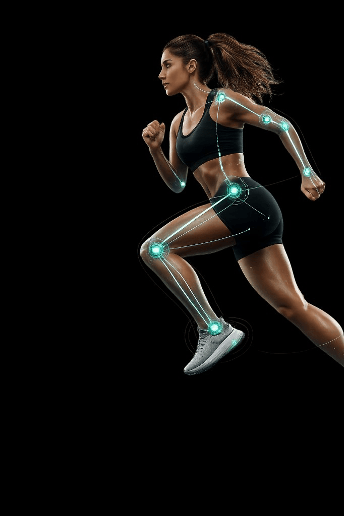 Athlete in motion with computer-vision joint tracking