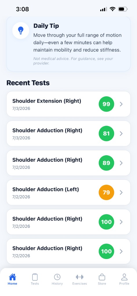 SUPL recent test history and daily coaching tips